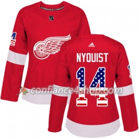 Adidas Maillot de Hockey Detroit Red Wings Gustav Nyquist 14 2017-2018 Rouge USA Flag Fashion Authentic - Femme